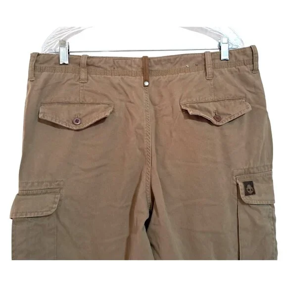Timberland Mens Organic Cotton Cargo Pants 36x30 Brown Durable Relaxed Fit - Picture 10 of 12